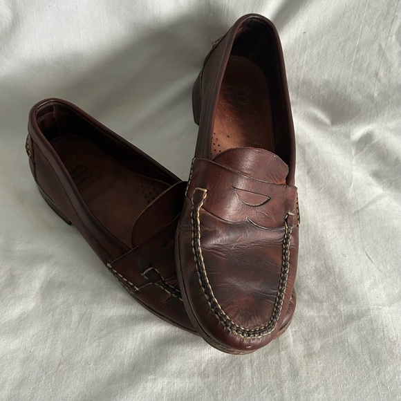 Men’s ALLEN EDMONDS Burgundy Brown Leather Penny Loafers Size 11.5 - Picture 7 of 9